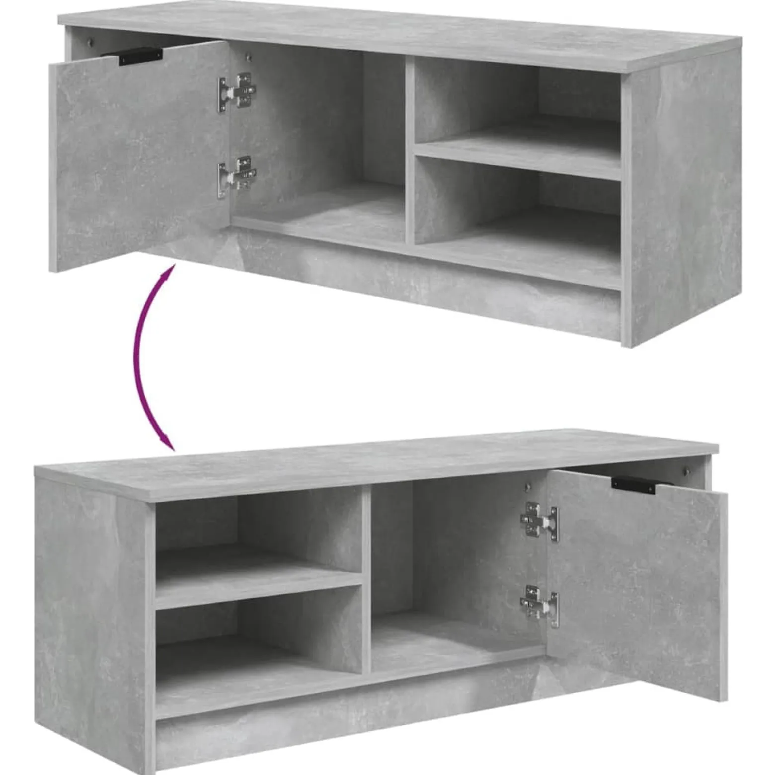 Szafka pod TV szarość betonu 102x35.5x36.5 cm