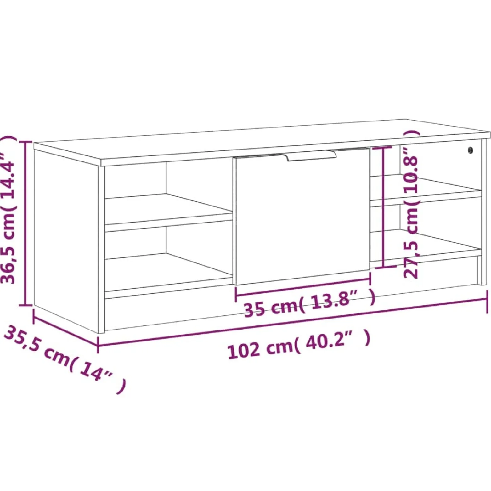 Szafka pod TV szarość betonu 102x35.5x36.5 cm