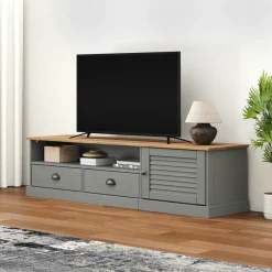 Szafka pod TV VIGO szara 156x40x40 cm lite drewno sosnowe