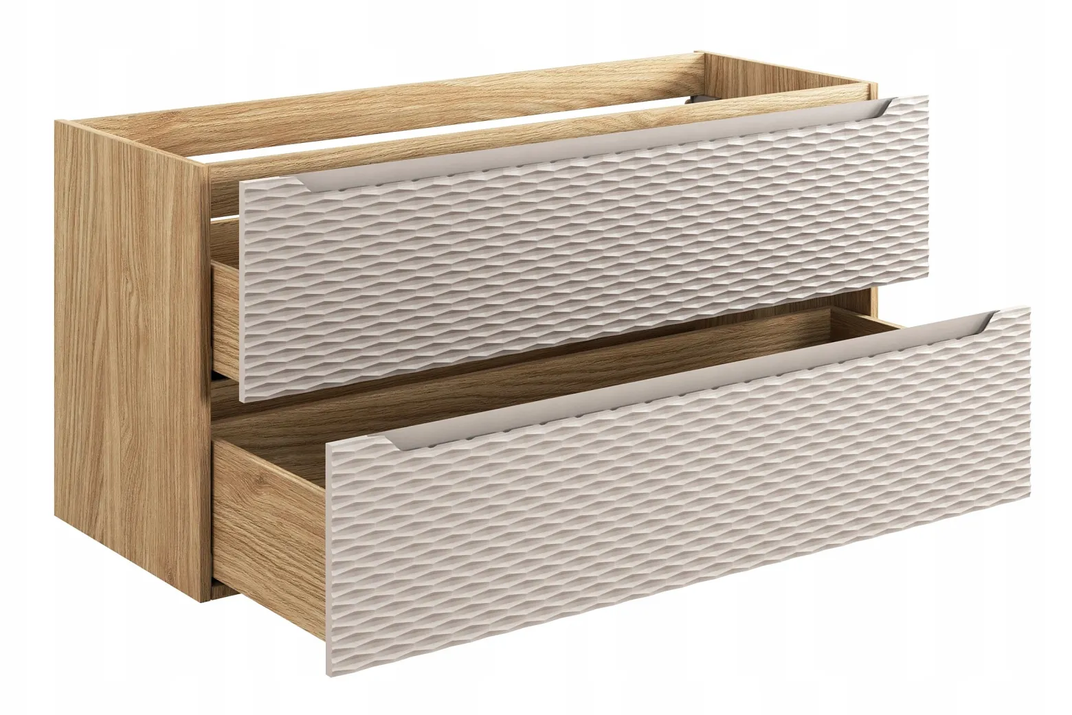 Szafka pod Umywalkę 120 cm BEŻ Wisząca FRONTY 3D OCEAN BEIGE