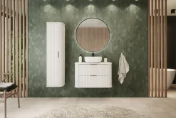 Szafka Pod UMYWALKĘ 80 cm Białą Wisząca RYFLOWANA GLAMOUR
