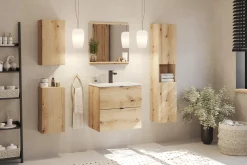 Szafka Pod Umywalkę 80 cm CZARNY BLAT WISZĄCA 2S NOVA OAK