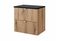 Szafka Pod Umywalkę 80 cm CZARNY BLAT WISZĄCA 2S NOVA OAK