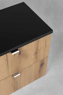Szafka Pod Umywalkę 80 cm CZARNY BLAT WISZĄCA 2S NOVA OAK