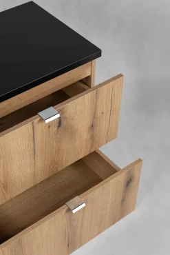 Szafka Pod Umywalkę 80 cm CZARNY BLAT WISZĄCA 2S NOVA OAK