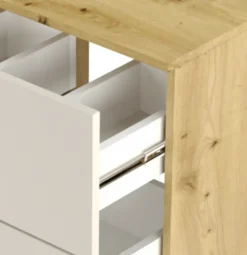 Szafka pod Umywalkę z Blatem 60cm 2 Szuflady Dąb Artisan / Biały