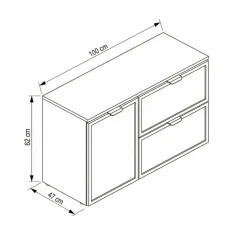 Szafka pod Umywalkę z Koszem 100cm Fronty Ramka Dąb Cremona/Kaszmir