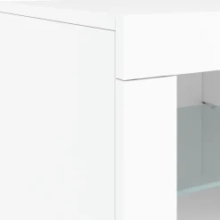 Szafka Regał Biała LED z Drzwiami Szklanymi 202x37x67 cm do Salonu