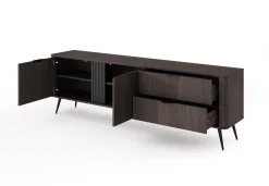Szafka RTV ARVIS 195 cm - Nowoczesna Szafka z szufladami Dąb Dunin + Czarny