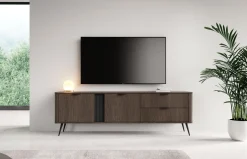 Szafka RTV ARVIS 195 cm - Nowoczesna Szafka z szufladami Dąb Dunin + Czarny