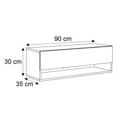 Szafka RTV CALANTE 90 cm z led podwieszana biały połysk