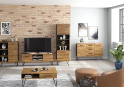 Szafka RTV 120cm Loft Harpin ONE FURNITURE - Laminat Dębowy