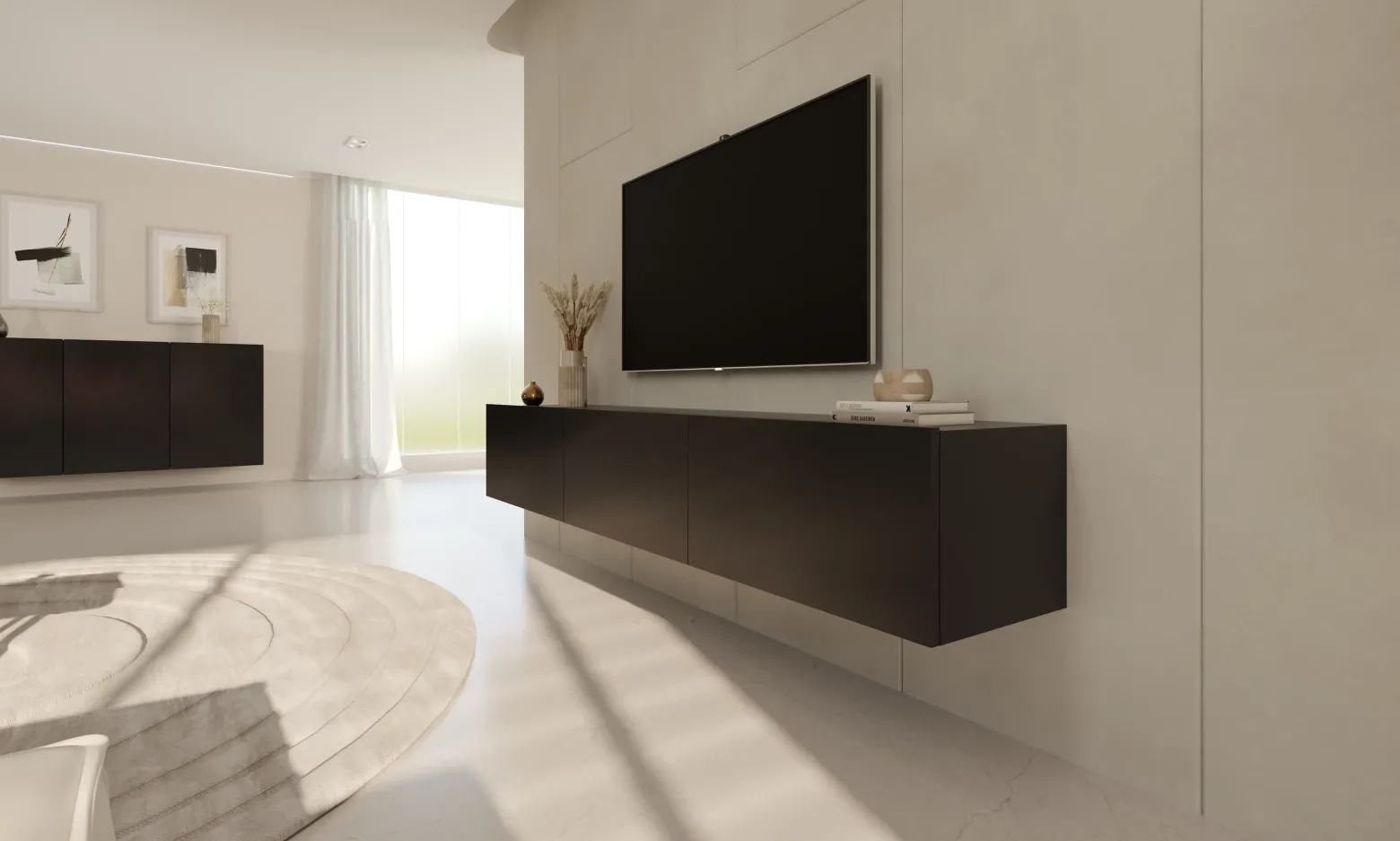 Szafka RTV Dallas 180 cm wisząca z 3 drzwiami czarna