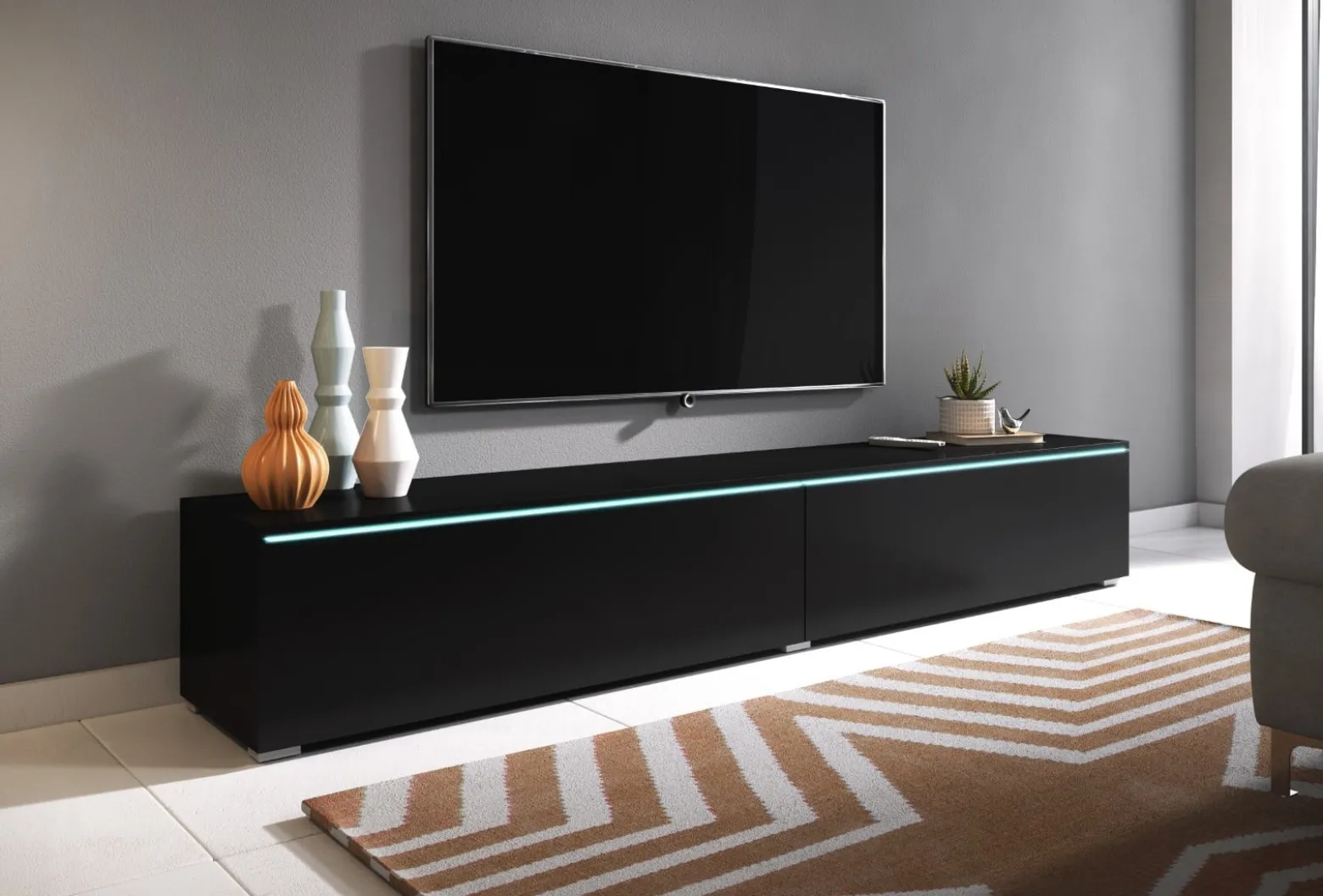 Szafka RTV DONNA 180 w kolorze czarny grafit
