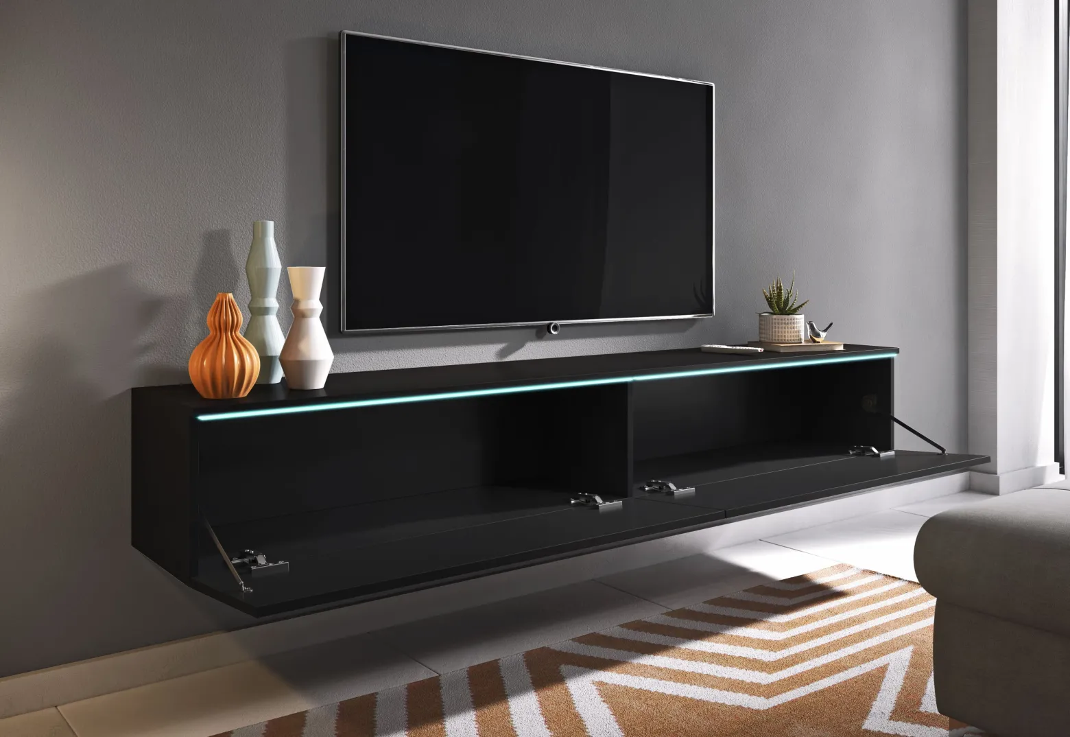 Szafka RTV DONNA 180 w kolorze czarny grafit