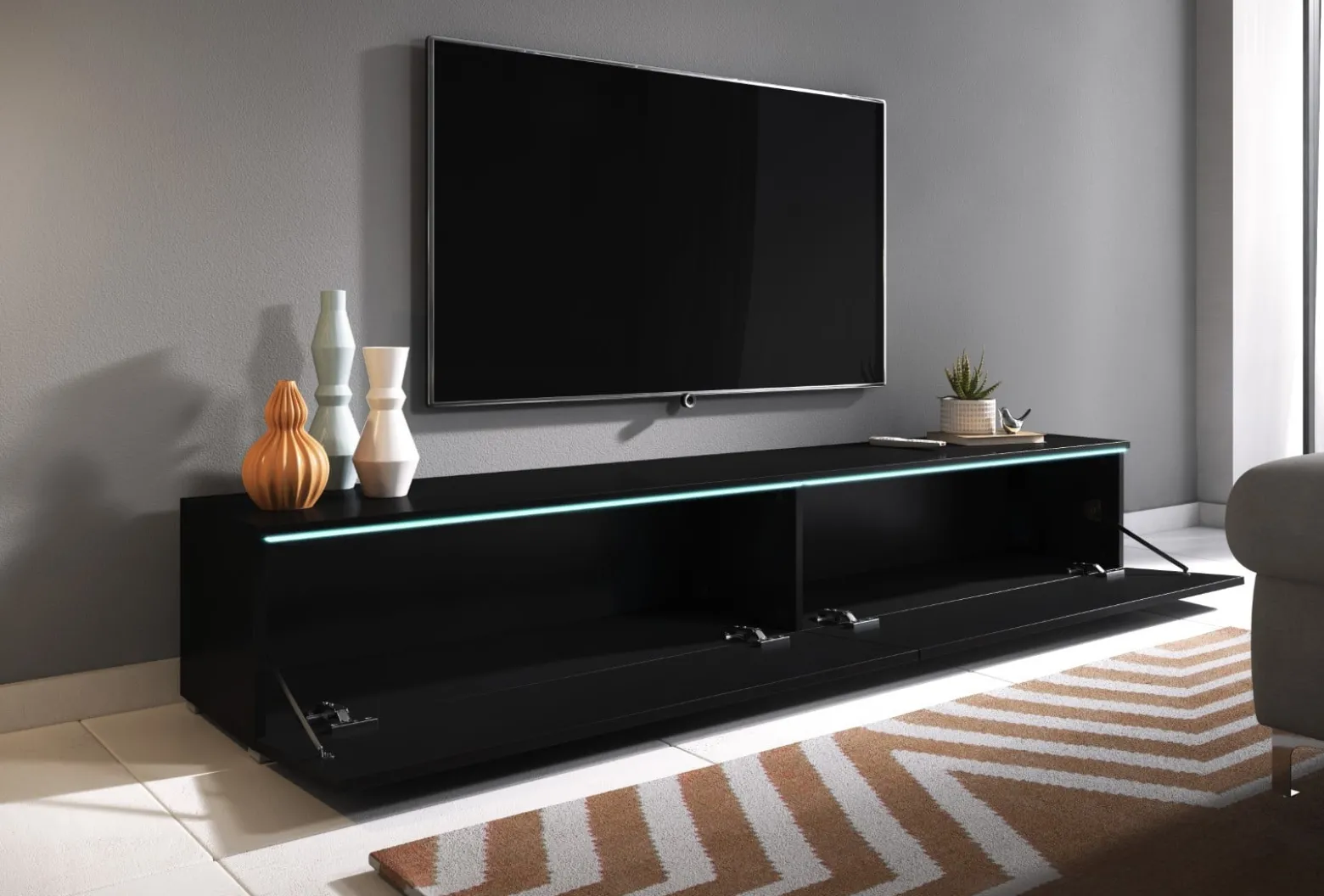 Szafka RTV DONNA 180 w kolorze czarny grafit