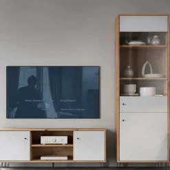 Szafka RTV do Salonu BACARDI 183 cm Dąb artisan/biała do Salonu Nowoczesna