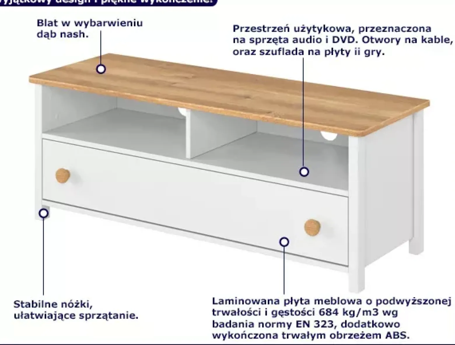 Szafka RTV do salonu skandynawskiego - Mavro