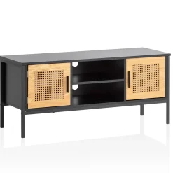 Szafka RTV FineBuy 110 cm drewniana czarna Szafka
