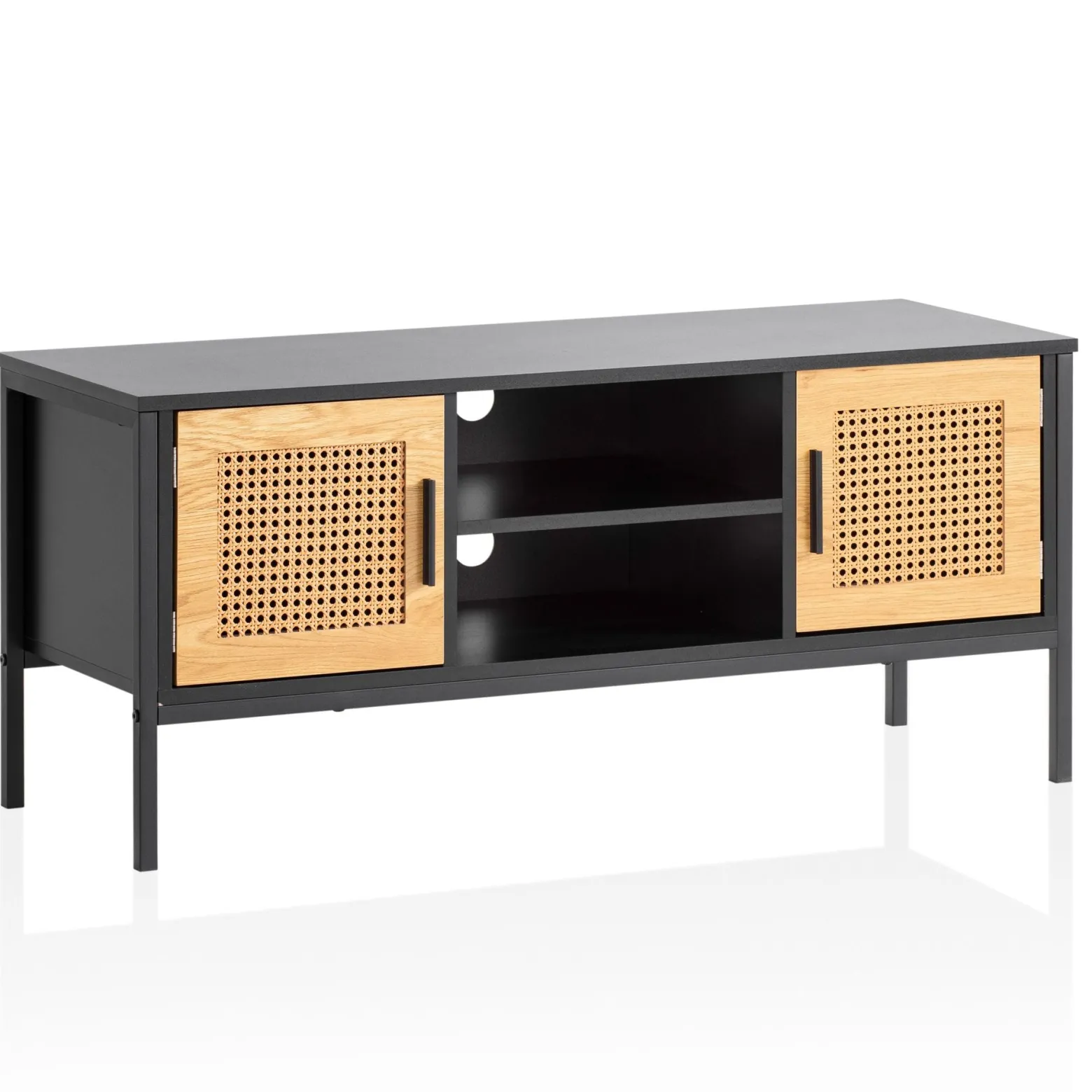Szafka RTV FineBuy 110 cm drewniana czarna Szafka
