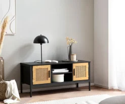 Szafka RTV FineBuy 110 cm drewniana czarna Szafka
