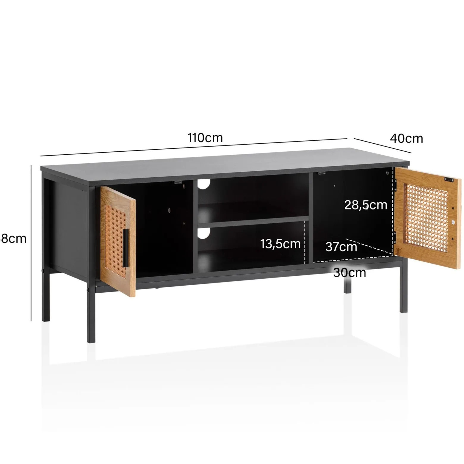 Szafka RTV FineBuy 110 cm drewniana czarna Szafka