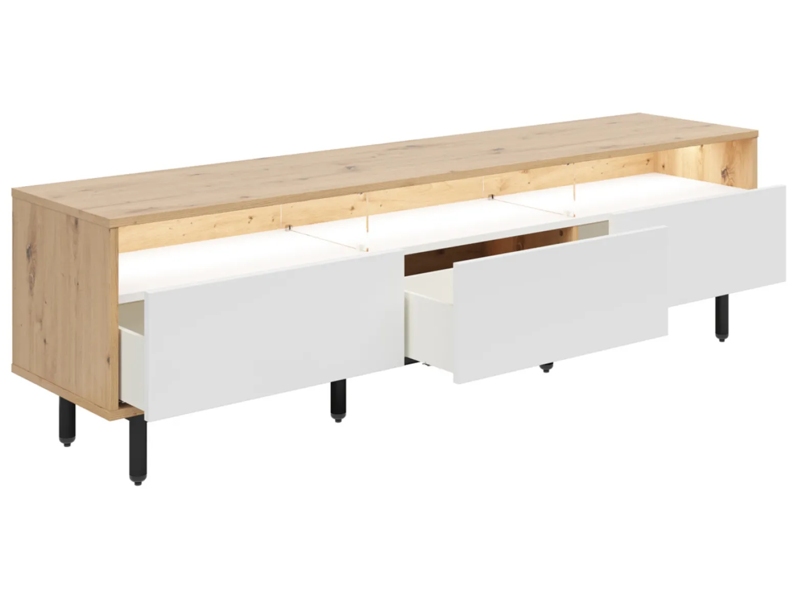 Szafka RTV Gap 190 cm z 3 szufladami dąb artisan/biały