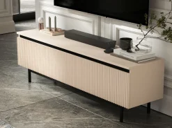 Szafka RTV Glamour Kaszmir mat Komoda RTV ryflowane fronty 140 cm Rama