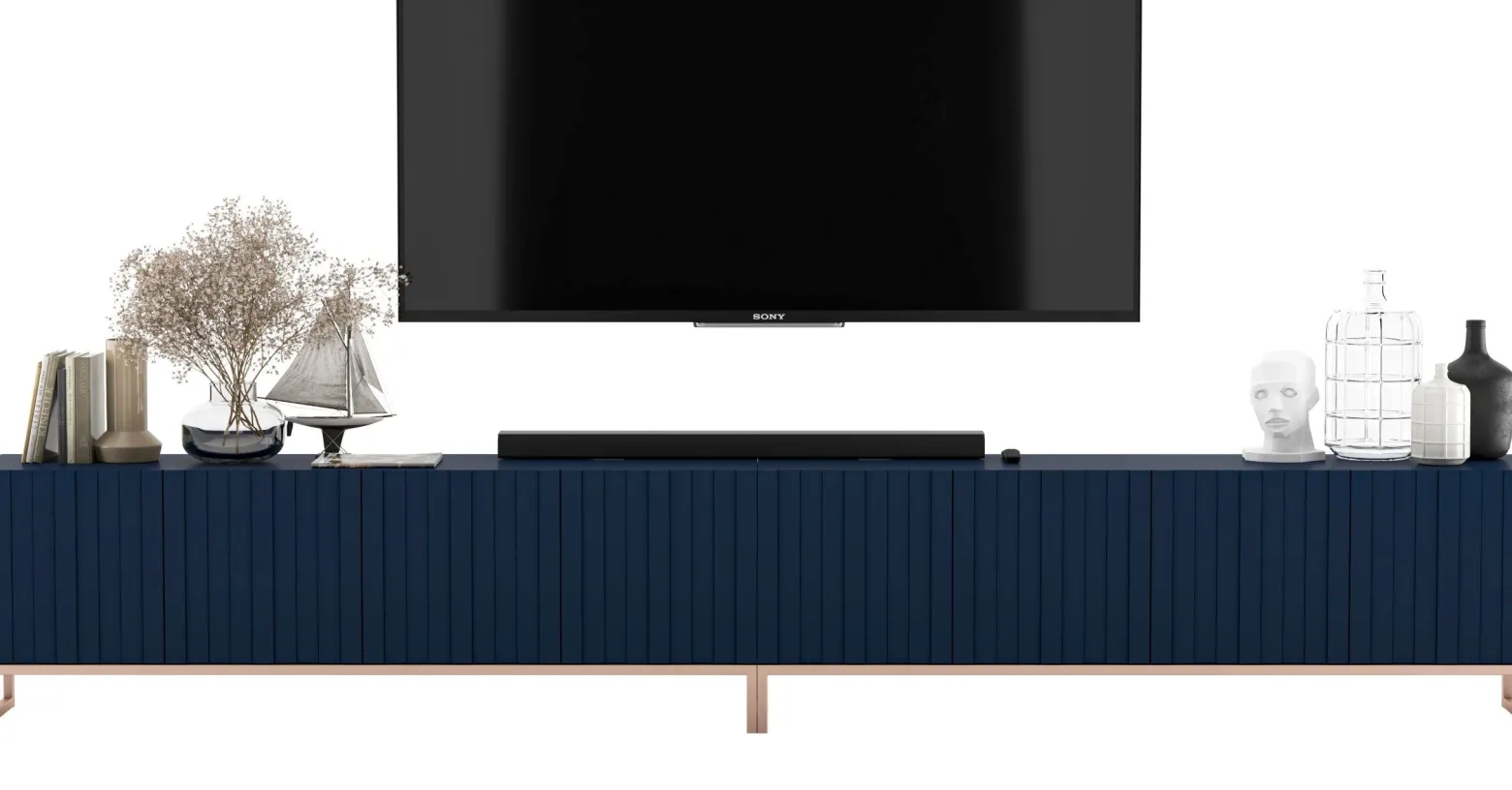 Szafka RTV Glamour Komoda RTV Granatowy MAT 300 cm