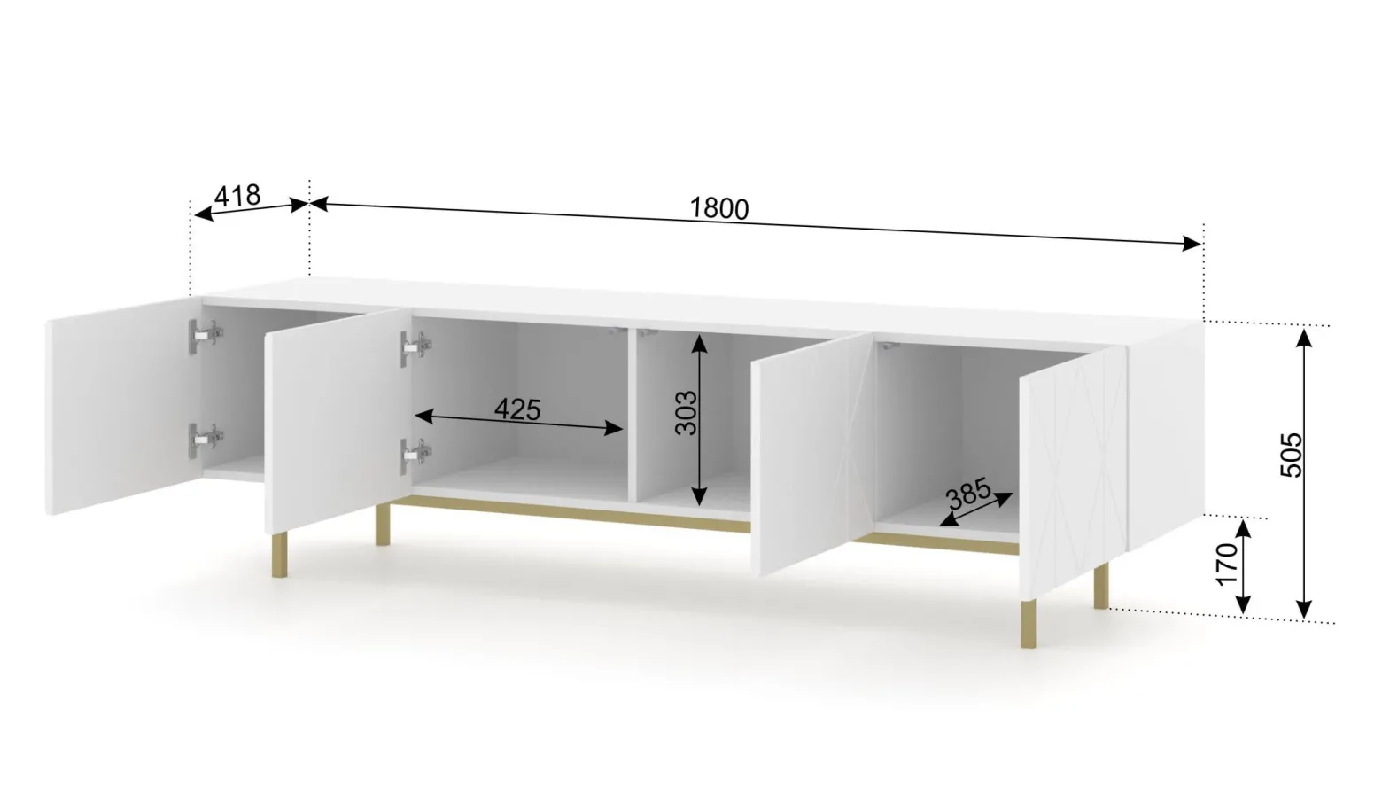 Szafka RTV KAIRO 180 cm 4D biały mat