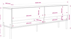 Szafka RTV Kaszmir, nogi proste złote, LED biały, 140 × 32 × 52 cm