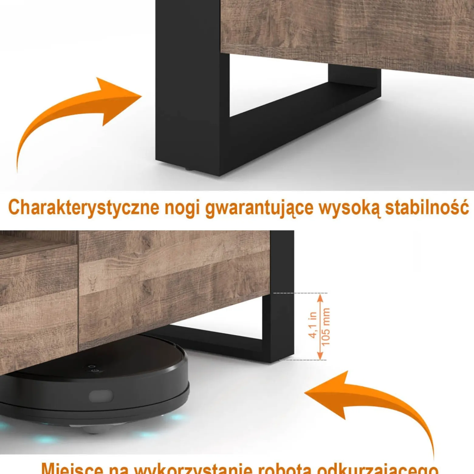 Szafka RTV komoda NUKA 200 cm dąb grange stojąca