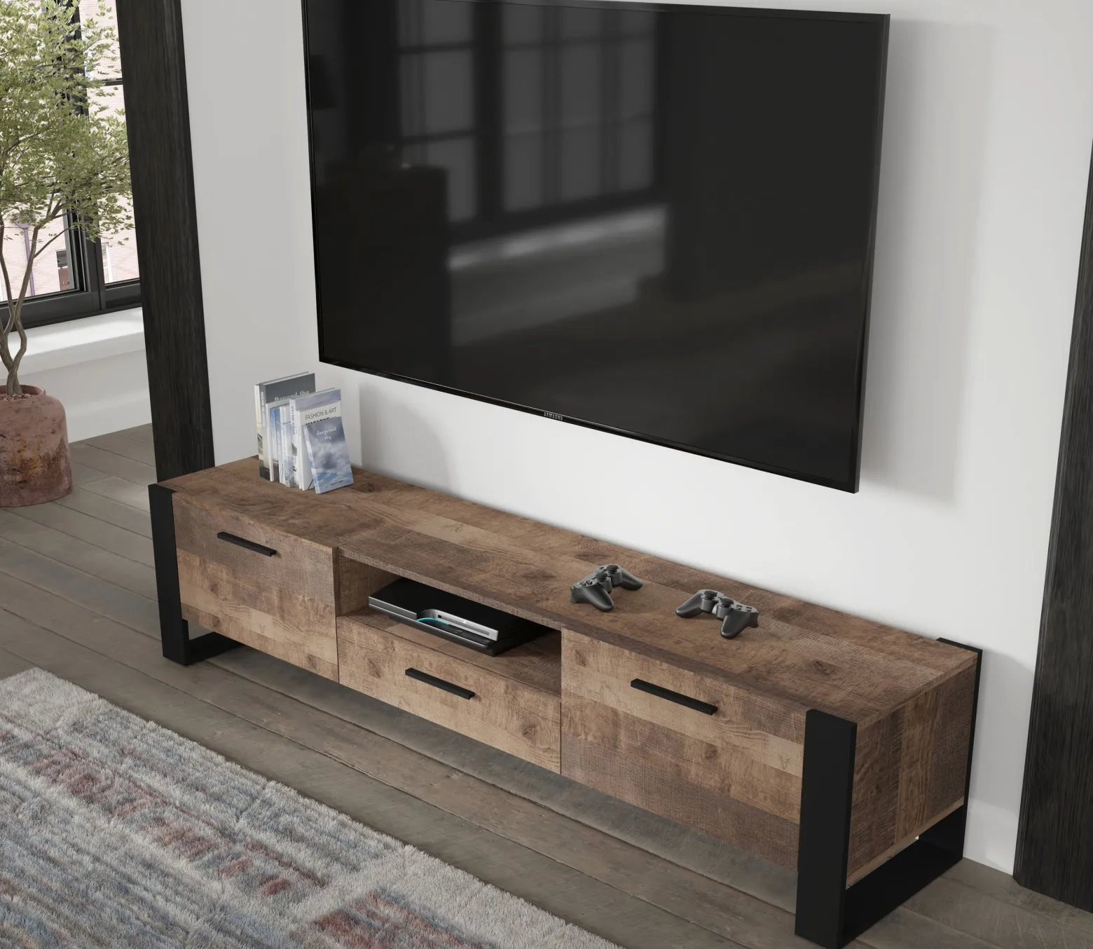 Szafka RTV komoda NUKA 200 cm dąb grange stojąca