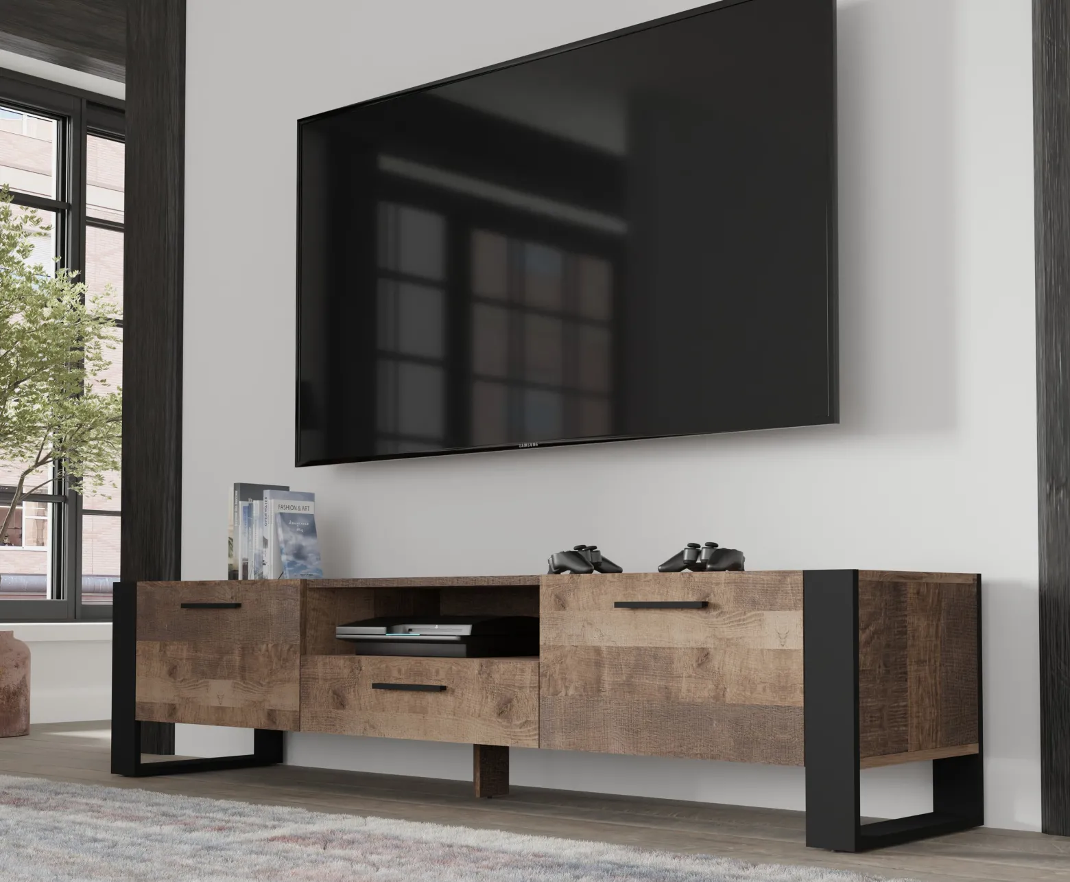 Szafka RTV komoda NUKA 200 cm dąb grange stojąca