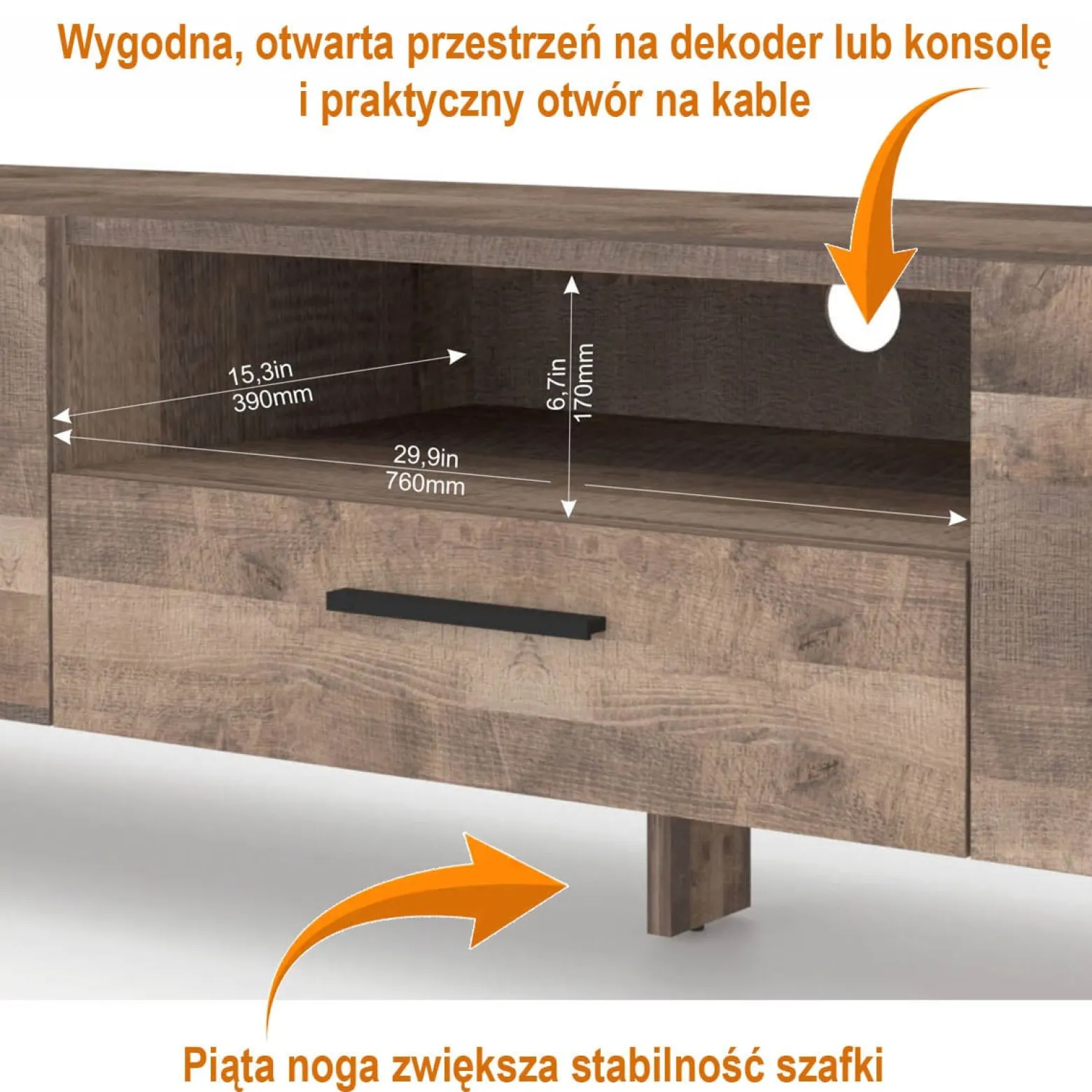 Szafka RTV komoda NUKA 200 cm dąb grange stojąca