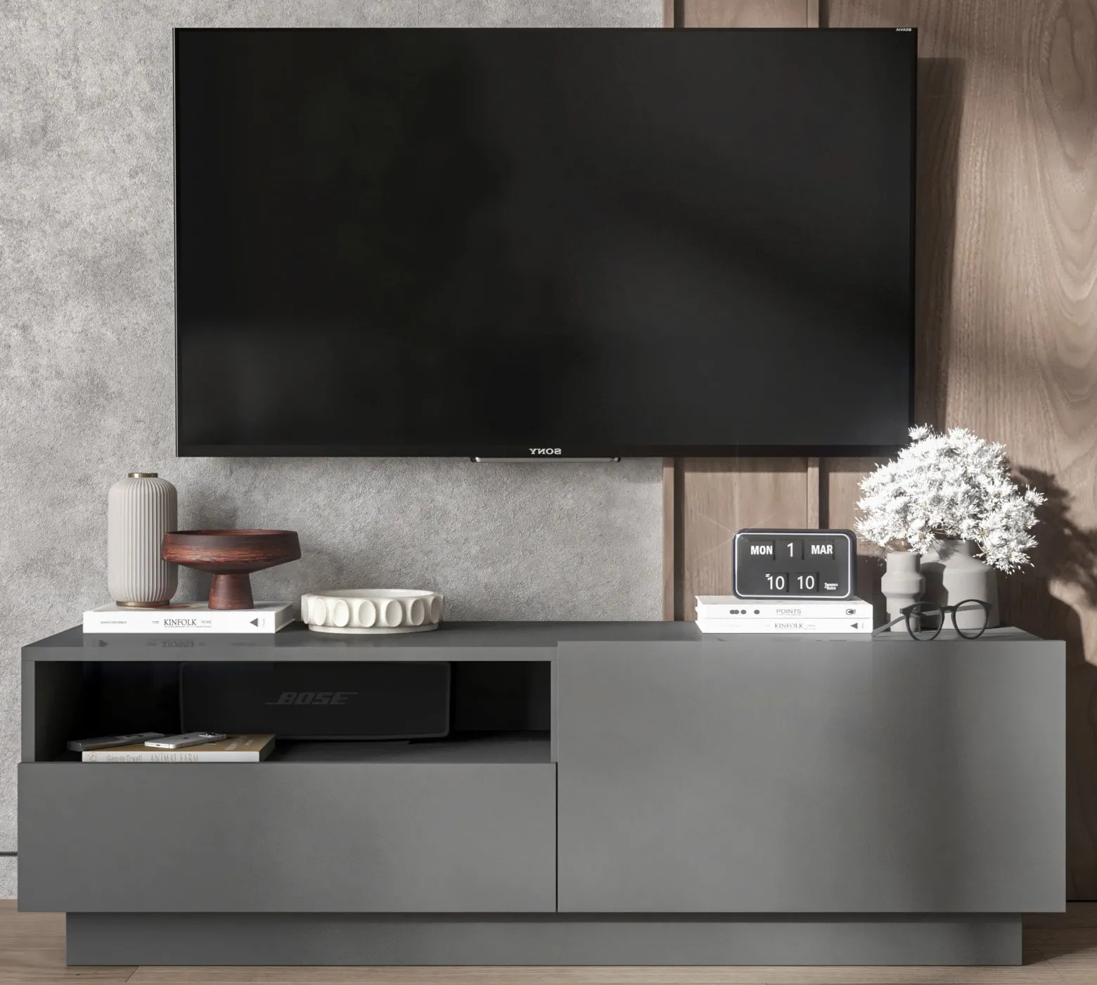 Szafka RTV komoda RTV Loft szuflada grafit MAT 120 cm