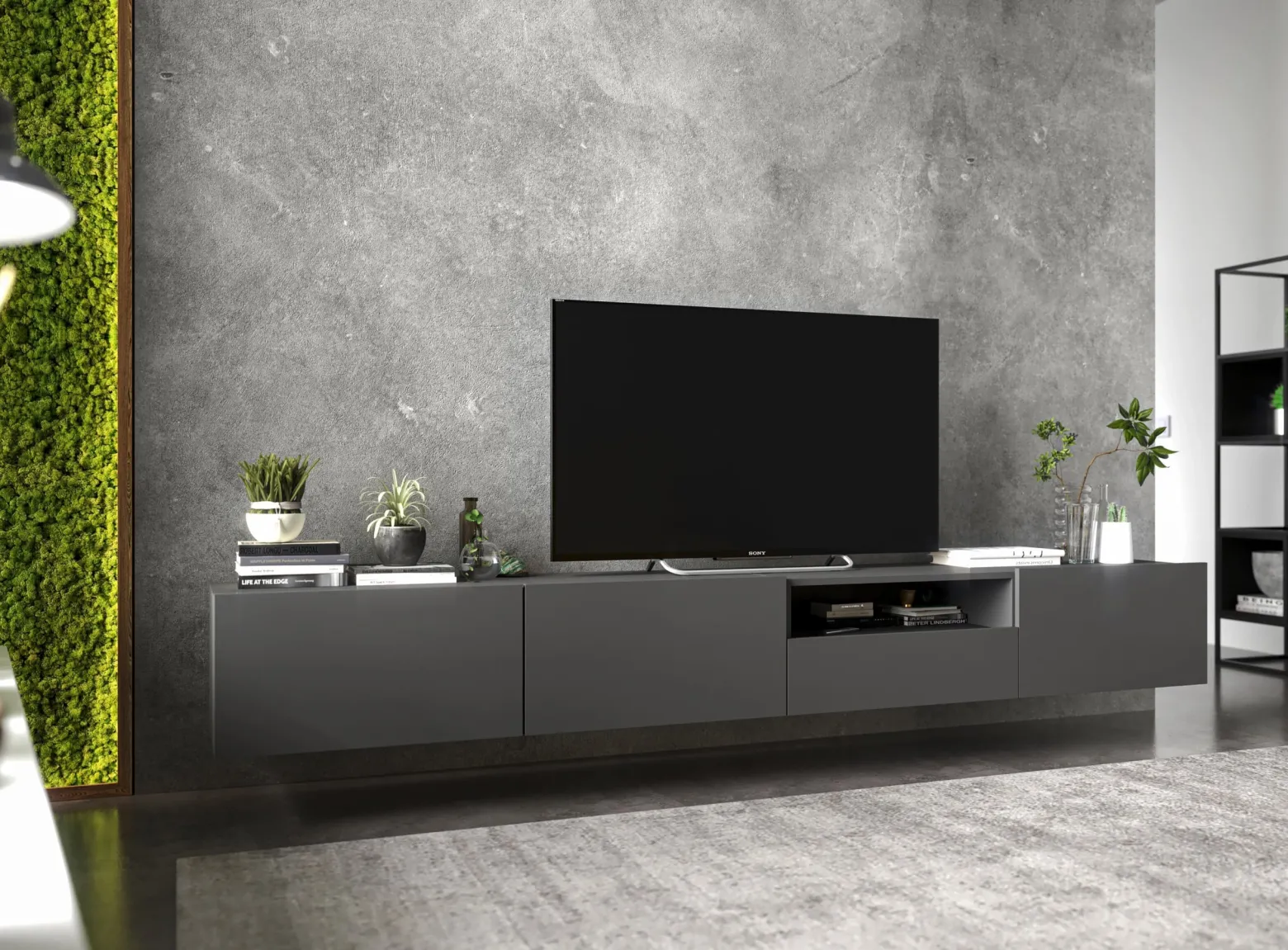 Szafka RTV komoda RTV Loft szuflada grafit MAT 120 cm