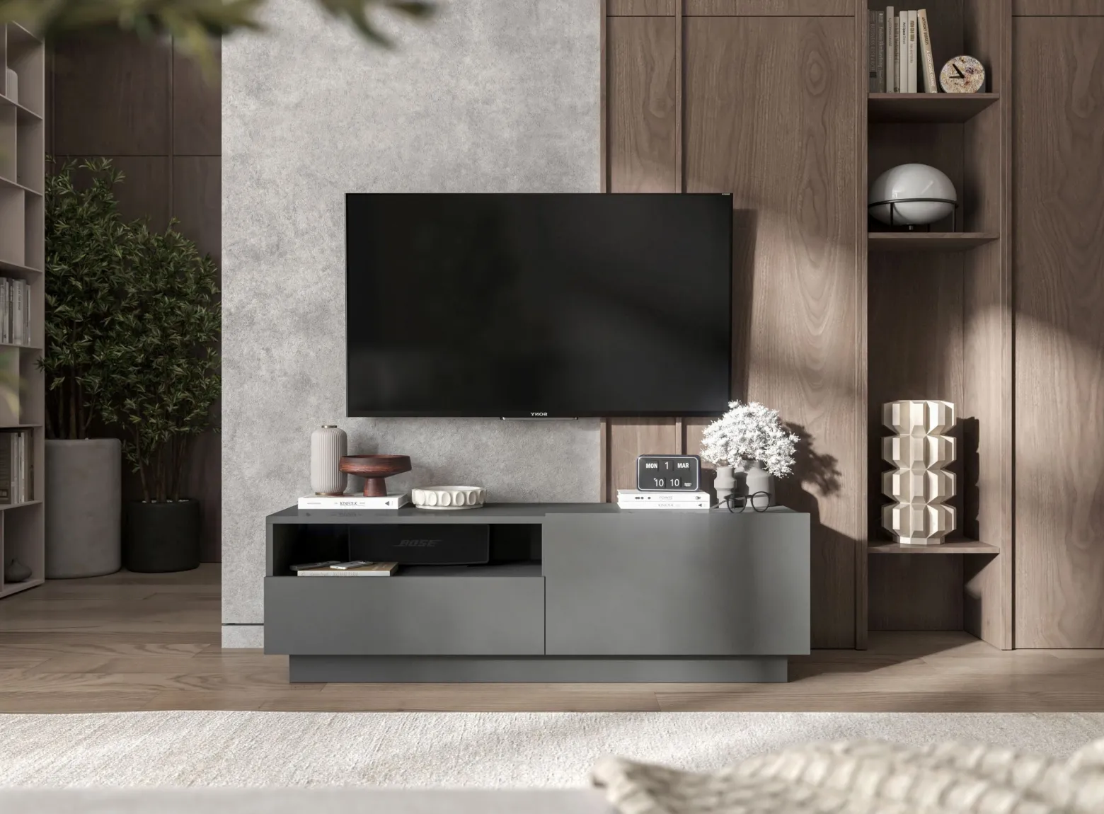 Szafka RTV komoda RTV Loft szuflada grafit MAT 120 cm