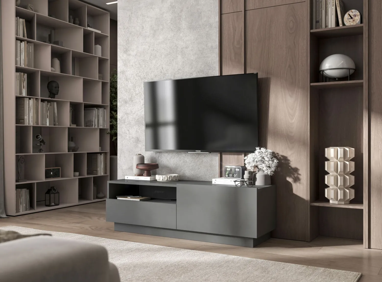 Szafka RTV komoda RTV Loft szuflada grafit MAT 120 cm