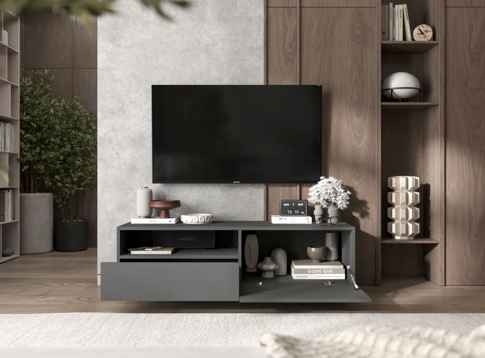 Szafka RTV komoda RTV Loft szuflada grafit MAT 120 cm