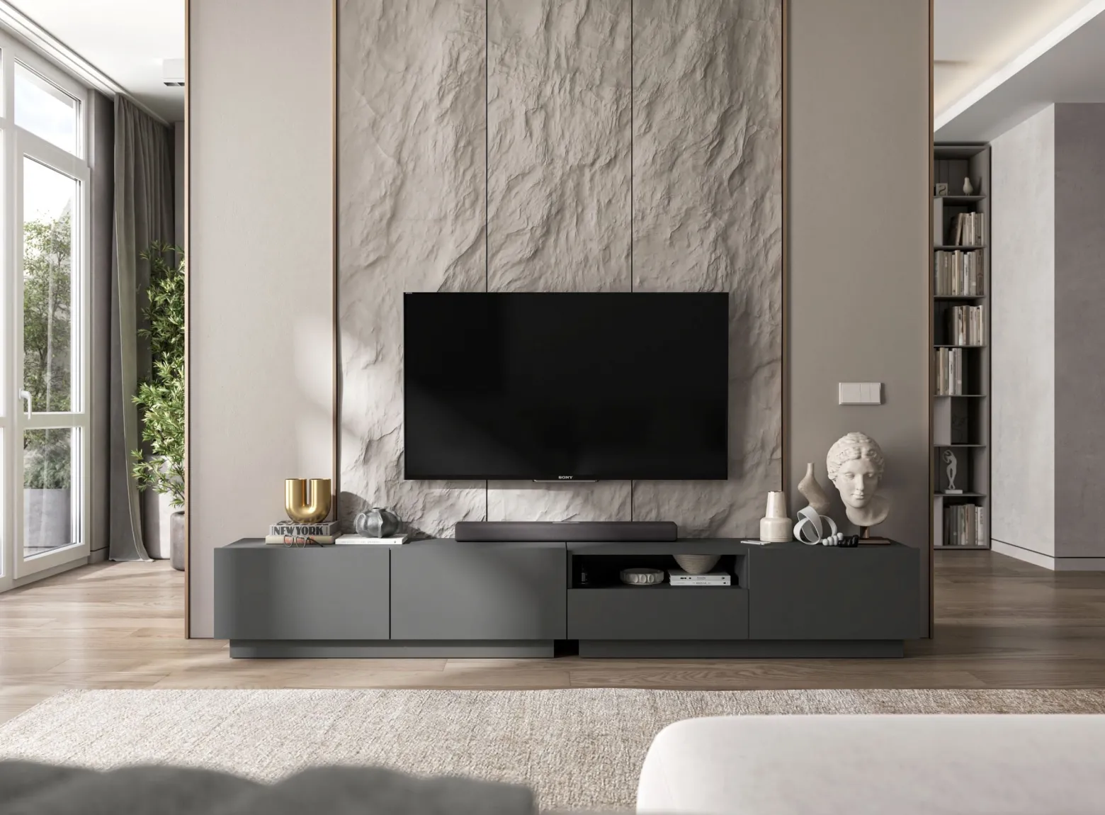 Szafka RTV komoda RTV Loft szuflada grafit MAT 120 cm