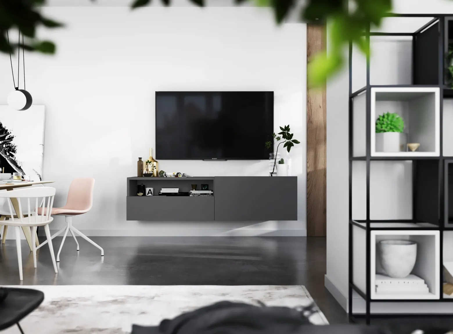 Szafka RTV komoda RTV Loft szuflada grafit MAT 120 cm