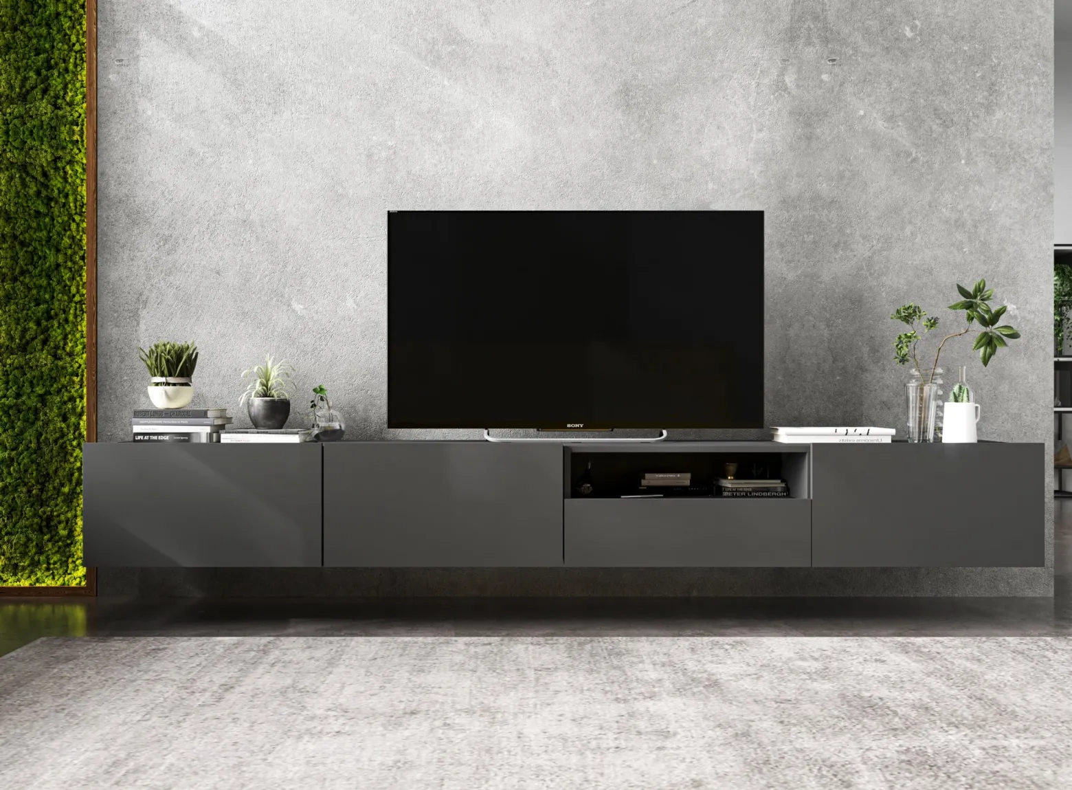 Szafka RTV komoda RTV Loft szuflada grafit MAT 120 cm