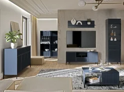 Szafka RTV LINK LS-4 165 cm indigo GRANAT RYFLOWANE FRONTY