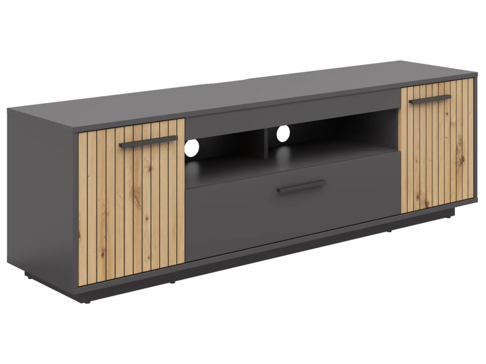 Szafka RTV Lukas 164 cm z 2 drzwiami i szufladą antracyt/dąb artisan