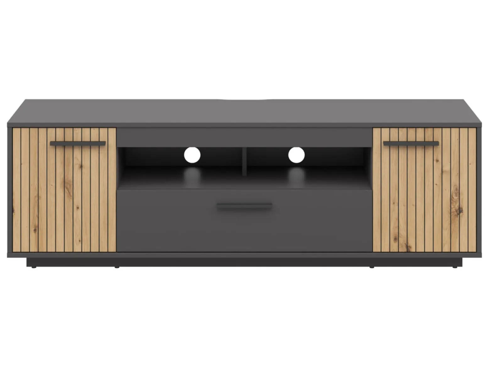 Szafka RTV Lukas 164 cm z 2 drzwiami i szufladą antracyt/dąb artisan
