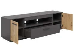 Szafka RTV Lukas 164 cm z 2 drzwiami i szufladą antracyt/dąb artisan