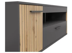 Szafka RTV Lukas 164 cm z 2 drzwiami i szufladą antracyt/dąb artisan