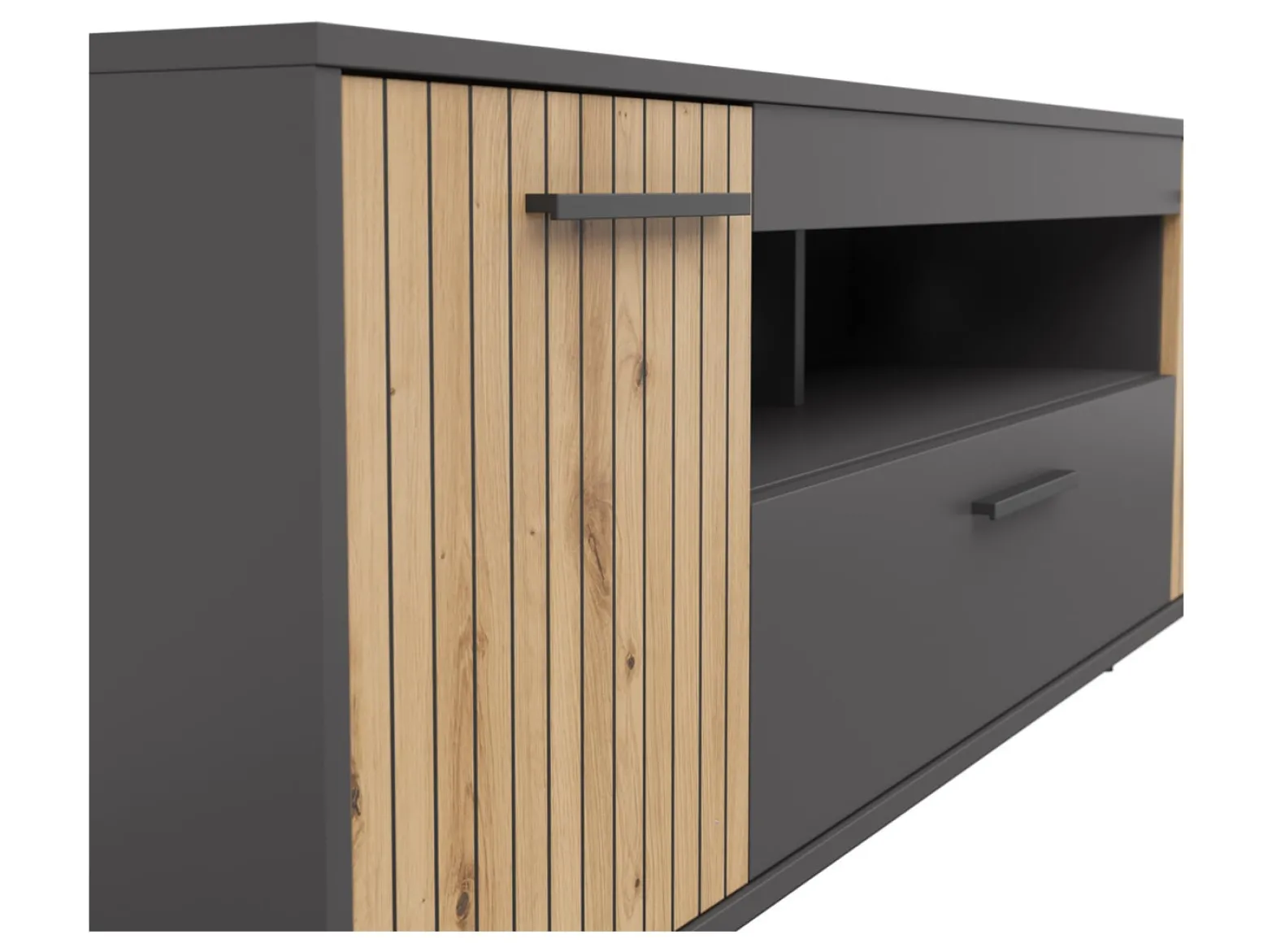 Szafka RTV Lukas 164 cm z 2 drzwiami i szufladą antracyt/dąb artisan
