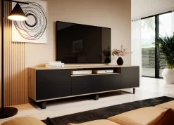 Szafka RTV Masimo 200cm artisan czarny metalowe nóżki